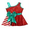 Huimingda Girls Christmas Shiny Sequin Sleeveless Dress Ballet Dance Leotard Dress Cheer Performance Costume Red 12 Years view 4