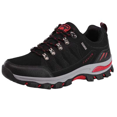 BORAMAX Men's Sneakers Outdoor Sports Climbing Hiking Shoes Waterproof Trekking Suede Non-Slip Running Shoes Mens Climbing Shoes Black