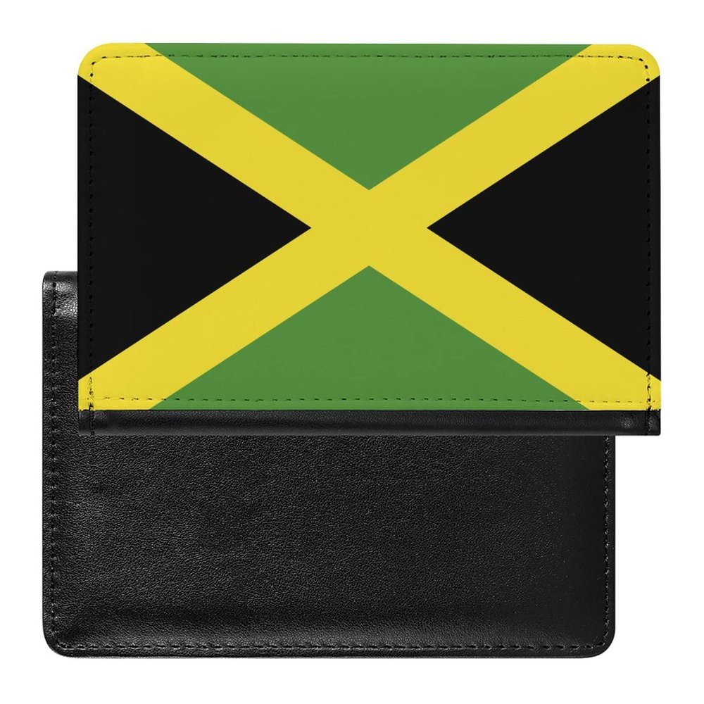 Adugen Origei Jamaican Flag Passport Holder PU Leather Card Case Cover