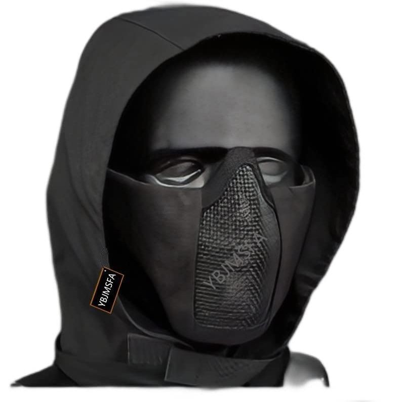 Airsoft Mask Half Face Tactical Protection Adjustable Mask+Balafara Hat, Applicable to Airsoft Hunting CS Game Role Play and Other Outdoor Activities