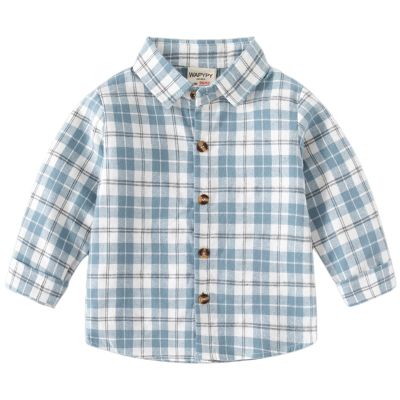 Boys Shirts Toddler Boys Long Sleeve Winter Autumn Shirt Tops Coat Outwear for Babys Clothes Plaid (Blue, 4-5 Years)