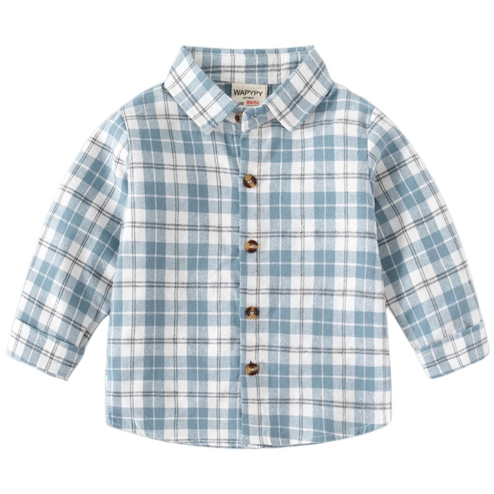 Boys Shirts Toddler Boys Long Sleeve Winter Autumn Shirt Tops Coat Outwear for Babys Clothes Plaid (Blue, 4-5 Years)