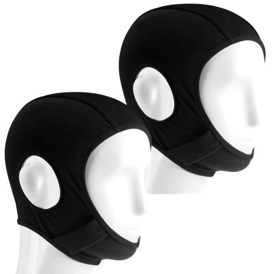2 Pcs Wrestling Hair Cover Cap Grappling Hair Cap Black Full Cover Wrestling Headgear with Chin and Open Ears for MMA BJJ Judo Women Men