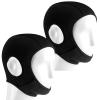 2 Pcs Wrestling Hair Cover Cap Grappling Hair Cap Black Full Cover Wrestling Headgear with Chin and Open Ears for MMA BJJ Judo Women Men view 1