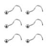 6ixGosh 6pcs 20g Nose Studs 3mm Ball Flat Surgical Steel Nose Ring for Women Men Black Rose Gold Nose Stud L Shaped Corkscrew Nose Ring Studs Cute Nostril Nose Piercing Jewelry view 1
