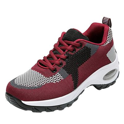 BORAMAX Women's Red Running Shoes, Size 8.5 (US), Mesh, Lace-Up, Flat Heel, Solid, Breathable, Cushion, Lightweight, Casual, Sport, Active Women, Female Athletes, Women's Sports Enthusiasts
