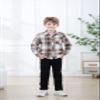 Betusline Boys Plaid Flannel Shirt, Kids Long Sleeve Button Button Shirts Tops, Flannel# Khaki Brown Plaid, 3-4 Years = Tag 110 view 3