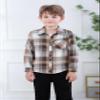 Betusline Boys Plaid Flannel Shirt, Kids Long Sleeve Button Button Shirts Tops, Flannel# Khaki Brown Plaid, 3-4 Years = Tag 110 view 4