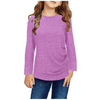 Toddler Long Sleeve Shirt Toddler Girls Tunic Tops Crewneck Ultra Soft Solid Color Long Sleeve (Purple, 8-9 Years)