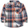 Betusline Boys Plaid Flannel Shirt, Kids Long Sleeve Button Button Shirts Tops, Flannel# Blue Orange Plaid, 2-3 Years = Tag 100 view 1
