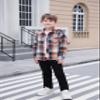 Betusline Boys Plaid Flannel Shirt, Kids Long Sleeve Button Button Shirts Tops, Flannel# Blue Orange Plaid, 2-3 Years = Tag 100 view 3