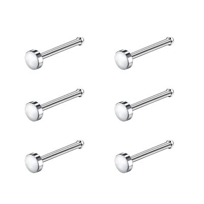 6ixGosh 6pcs 20g Nose Studs 3mm Ball Flat Surgical Steel Nose Ring for Women Men Black Rose Gold Nose Stud L Shaped Corkscrew Nose Ring Studs Cute Nostril Nose Piercing Jewelry