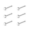 6ixGosh 6pcs 20g Nose Studs 3mm Ball Flat Surgical Steel Nose Ring for Women Men Black Rose Gold Nose Stud L Shaped Corkscrew Nose Ring Studs Cute Nostril Nose Piercing Jewelry view 1