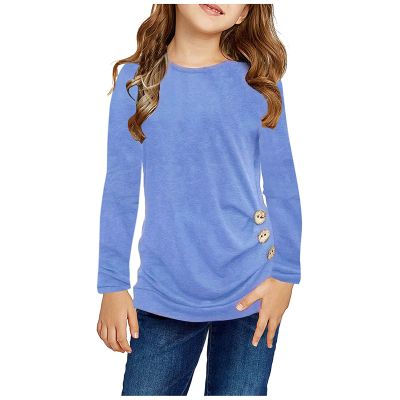 Toddler Long Sleeve Shirt Toddler Girls Tunic Tops Crewneck Ultra Soft Solid Color Long Sleeve (Sky Blue, 6-7 Years)