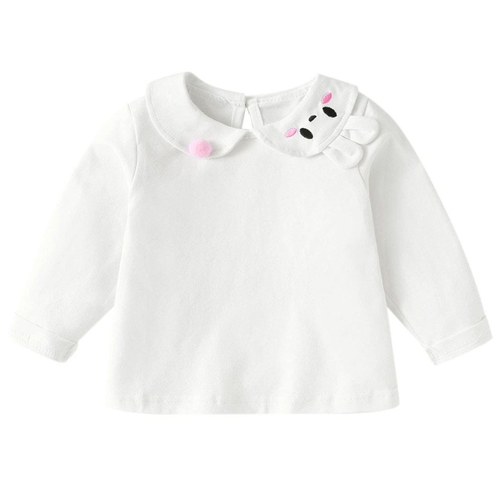 Toddler Long Sleeve Shirt Kids Infant Children Toddler Baby Girls Long Sleeve Cute Cartoon Collar (White, 2-3 Years)