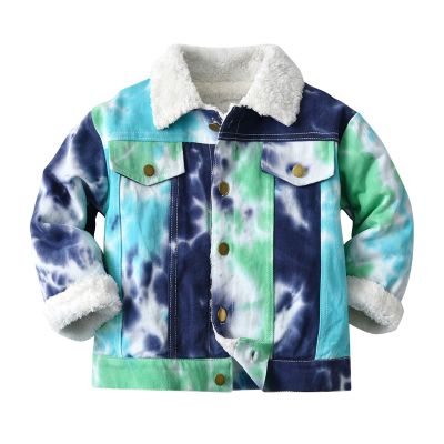 Babies Winter Coats Girls Toddler Boys Girls Windproof Tie Dye Prints Denim Fleece Coat Jacket Kids (Green, 4-5 Years)