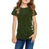 Toddler Girl Shirt Blouse Sleeve Front T Casual Knot Tops Button Clothes Tee Summer Tops Tunic (Green, 10-11 Years) view 1