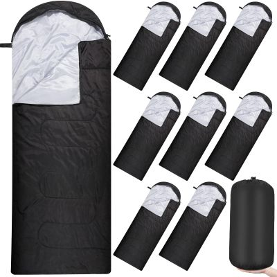 Macarrie 10 Pcs Bulk Sleeping Bags for Homeless Donation Shelter Adults 0 Degree Waterproof Sleeping Bags with Compression Sack for Cold Weather Emergency Hiking Camping Warm(Black)