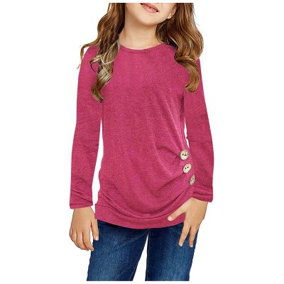 Toddler Long Sleeve Shirt Toddler Girls Tunic Tops Crewneck Ultra Soft Solid Color Long Sleeve (Hot Pink, 4-5 Years)
