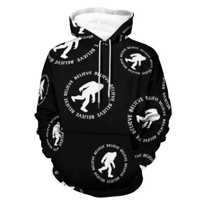 Bigfoot Sasquatch I Believe Hoodie Pullover Hooded Sweatshirt Casual Sweater Tops with Pocket for Men Women 4XL