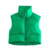 Tsnbre Women Crop Puffer Vest Sleeveless Stand Collar Lightweight Warm Outerwear Jacket Casual Coat Streetwear (Green, L) view 1