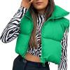 Tsnbre Women Crop Puffer Vest Sleeveless Stand Collar Lightweight Warm Outerwear Jacket Casual Coat Streetwear (Green, L) view 2