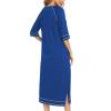 JEsilunmaMY Long Nightgowns for Women Zip Long Sleeve Maternity Pajama Dress Casual Loungewear Comfy Nightshirt Sleepwear (Blue,Large) view 2