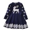 Toddler Girls Children Winter Christmas Long Sleeve Deer Snowflakes Sweater Dress Princess Girls (Blue, 3-4 Years) view 1