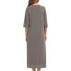 JEsilunmaMY Long Nightgowns for Women Zip Long Sleeve Maternity Pajama Dress Casual Loungewear Comfy Nightshirt Sleepwear (Grey,Medium) view 2