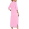 JEsilunmaMY Long Nightgowns for Women Zip Long Sleeve Maternity Pajama Dress Casual Loungewear Comfy Nightshirt Sleepwear (Pink,Medium) view 2