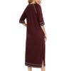 Long Nightgowns for Women Zip Long Sleeve Maternity Pajama Dress Casual Loungewear Comfy Nightshirt Sleepwear (Crimson,XX-Large) view 2