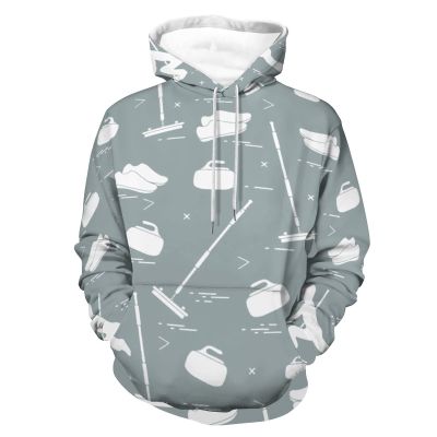 Winter Curling Sports Athlete Hoodie Pullover Hooded Sweatshirt Casual Sweater Tops with Pocket for Men Women 4XL