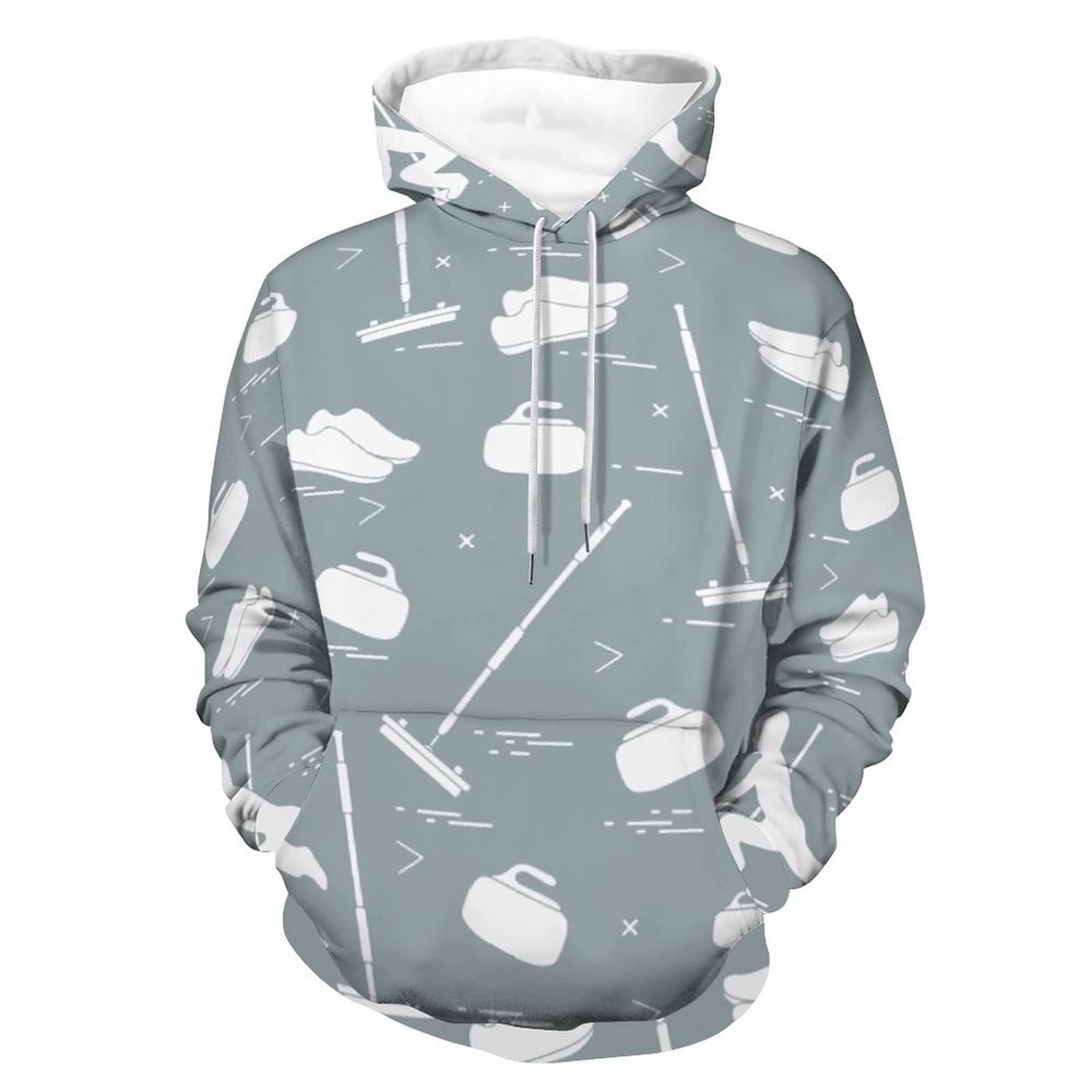 Winter Curling Sports Athlete Hoodie Pullover Hooded Sweatshirt Casual Sweater Tops with Pocket for Men Women 4XL