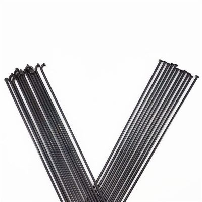 14G Bicycle Spokes 2.0 Round Spokes J-Bend/Straight Pull Head Bicycle Spokes Black Bicycle Spokes with Copper Cap (Color : Steaight 56pcs)