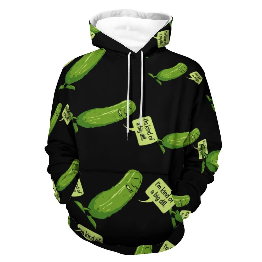 Big Dill Pickle Hoodie Pullover Hooded Sweatshirt Casual Sweater Tops with Pocket for Men Women 3XL