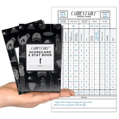 CADDENT GOLF Scorecard Book and Golf Stats Book (2-Pack) - Golf Log Book - USGA Golf Score Book - New Golf Score Card for 2025 - Vintage Black Soft Cover - Golf Round Log Book Proudly Made in USA