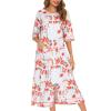 JEsilunmaMY Long Nightgowns for Women Zip Long Sleeve Maternity Pajama Dress Casual Loungewear Comfy Nightshirt Sleepwear (White,X-Large) view 1