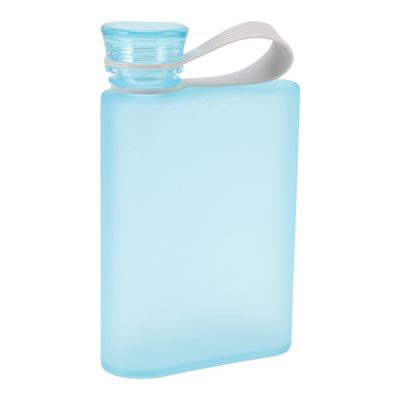 12.8oz Collapsible Flat Water Bottle, Portable Thin Design Leak Proof Flask for Hiking, Camping, and Running (Blue)