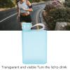 12.8oz Collapsible Flat Water Bottle, Portable Thin Design Leak Proof Flask for Hiking, Camping, and Running (Blue) view 2