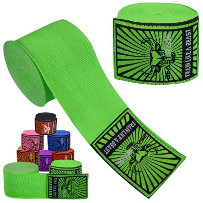 BEAST RAGE Boxing Hand Wraps for MMA Kickboxing Wrist Wraps Professional Adult 180" Semi-Elastic Martial Arts Inner Gloves Heavy Bag Handwraps Muay Thai Thumb Straps (Parrot, 4.5 M)