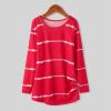 Toddler Girl Shirt Little Girls Casual Long Sleeve T Shirts Crewneck Tunic Tops Kids Button Striped Tee (Red, 8-9 Years) view 2