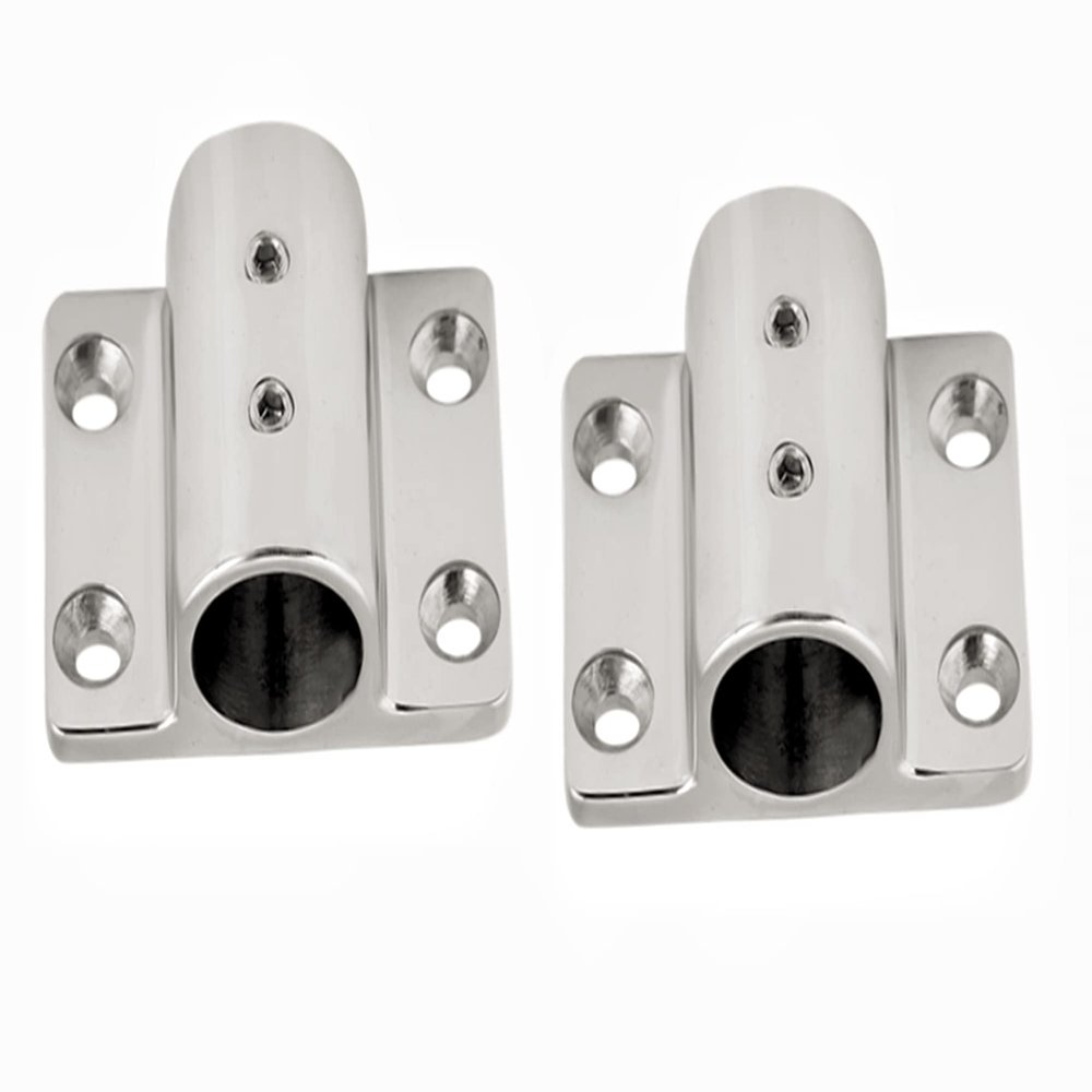 316 Stainless Steel 90 Degrees Rectangle Tube Base Mount, Marine Arm Rest Accessory Yacht Steering Fits for22/25mm pipe/tube-2Pack (22mm)