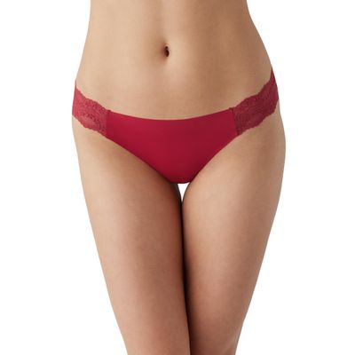b.tempt'd by Wacoal Women's b.bare Sleek Thong Panty, 976267, Haute Red, X-Large