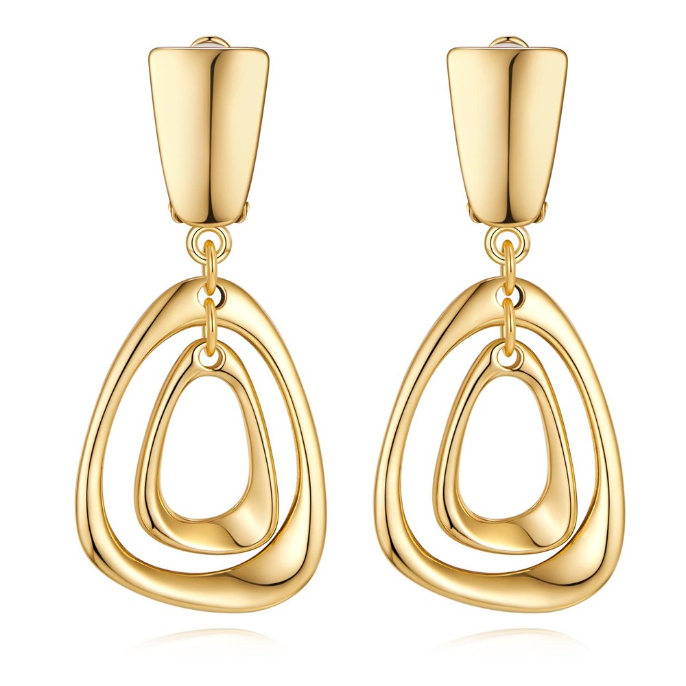 Gold Geometry Drop Clip On Earrings for Women Clip Earrings Fashion Earrings