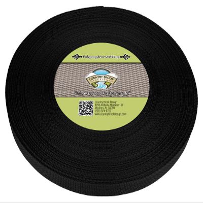 Country Brook Design - 3/4 Inch Black Polypropylene (Polypro) Webbing, 50 Yards