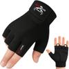 BEAST RAGE Workout Gloves for Men, Durable Palm Grip Gym Gloves Women Half Finger Elasticated Training Weight Lifting Strength Bodybuilding Anti Slip Cycling Gloves Exercise (Jet Black, S) view 1