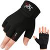 BEAST RAGE Workout Gloves for Men, Durable Palm Grip Gym Gloves Women Half Finger Elasticated Training Weight Lifting Strength Bodybuilding Anti Slip Cycling Glove Exercise (Jet Black, L) view 1