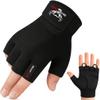 BEAST RAGE Workout Gloves for Men, Durable Palm Grip Gym Gloves Women Half Finger Elasticated Training Weight Lifting Strength Bodybuilding Anti Slip Cycling Glove Exercise (Jet Black, M) view 1