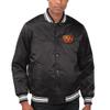 STARTER Men's Black Washington Commanders Locker Room Satin Varsity Full-Snap Jacket view 1