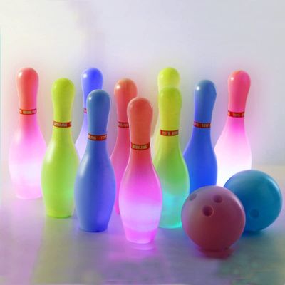 Kids Light up Bowling Ball Toys Set,Bowling Pins Toy Game with 10 Pins & 2 Balls Fun Sports Games Birthday Gifts for Grandkids Kids Toddler Indoor & Outdoor Boys Girls Children 3 4 5 6 Years